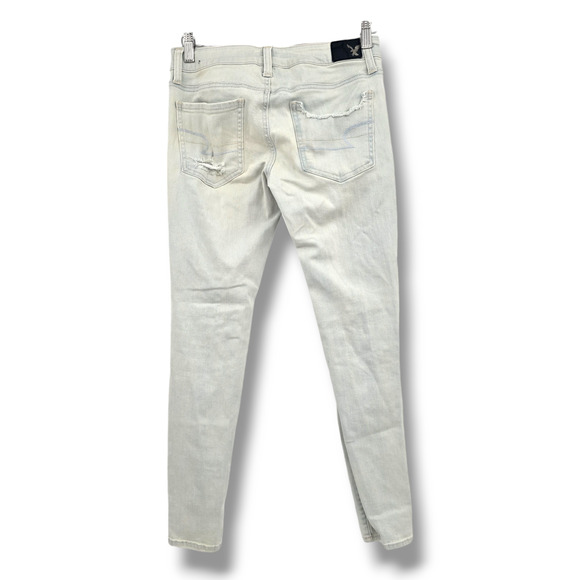 NEW American Eagle AEO Denim Distressed Skinny Jeans Light Wash Size 4 Short - Picture 2 of 16